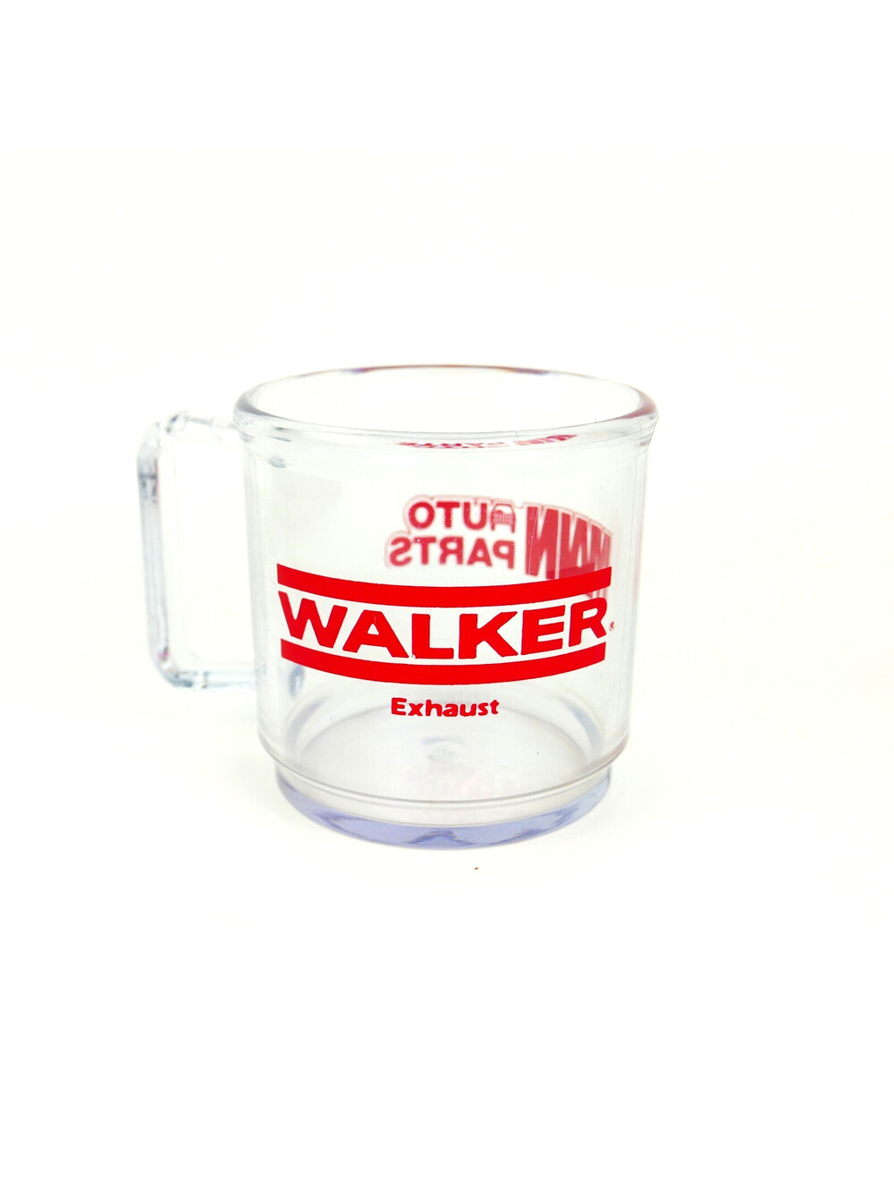 Vintage Walker Exhaust Main Auto Parts Clear Plastic Coffee Mug Cup Promo Gas